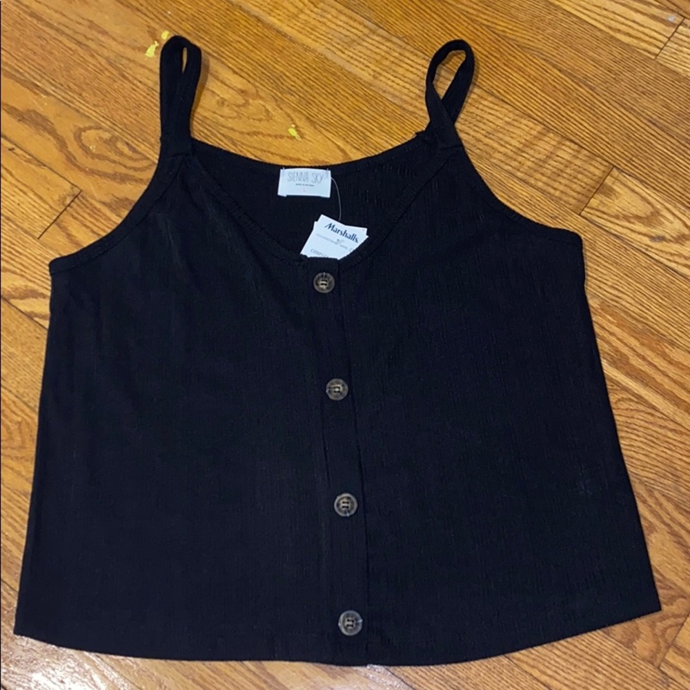 Black button up tank top
